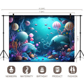 LB0573 Balloons Garland Under The Sea Ocean Mermaid Backdrop